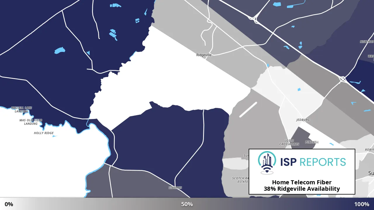 Ridgeville, SC map of internet availability
