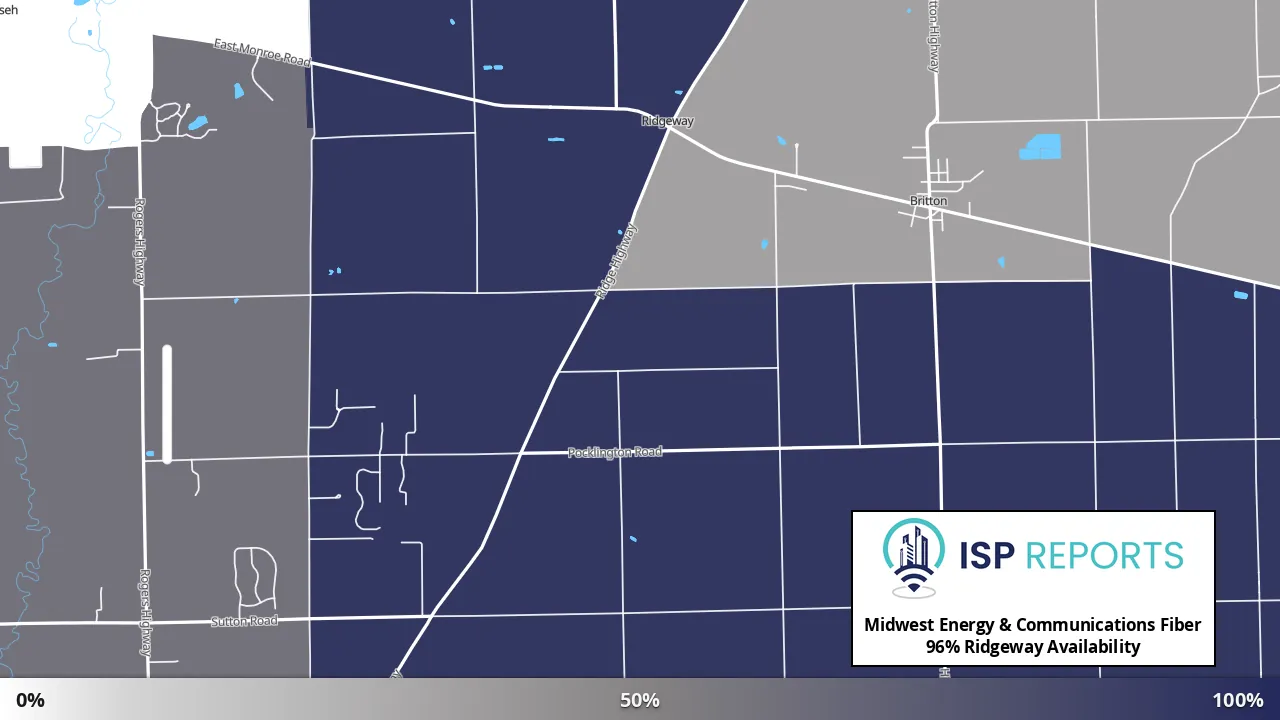 Ridgeway, MI map of internet availability