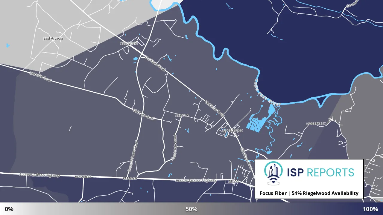 Riegelwood, NC map of internet availability