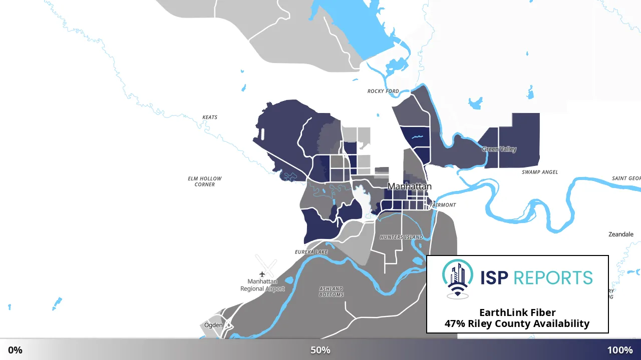 Riley County, KS map of internet availability