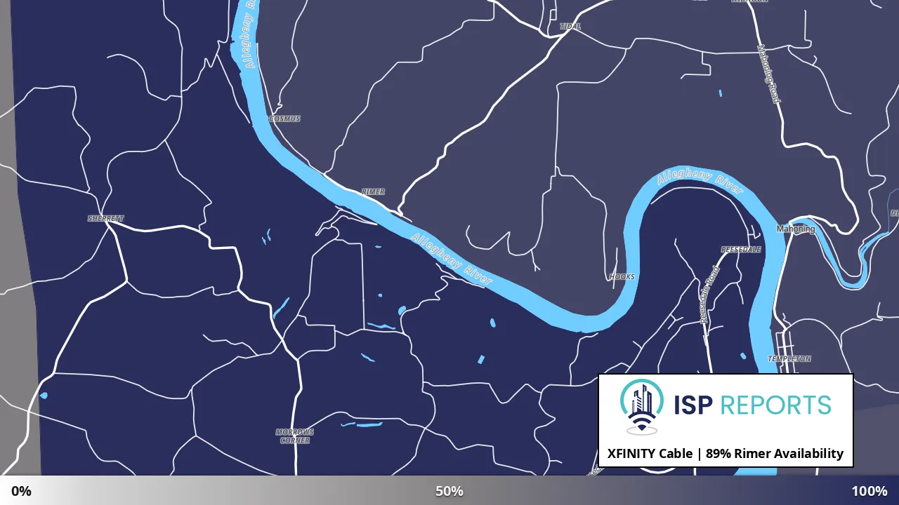 Rimer, PA map of internet availability