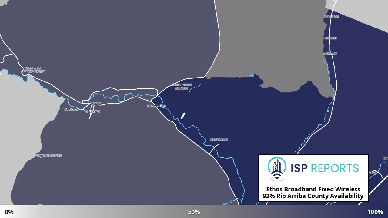 Rio Arriba County, NM map of internet availability