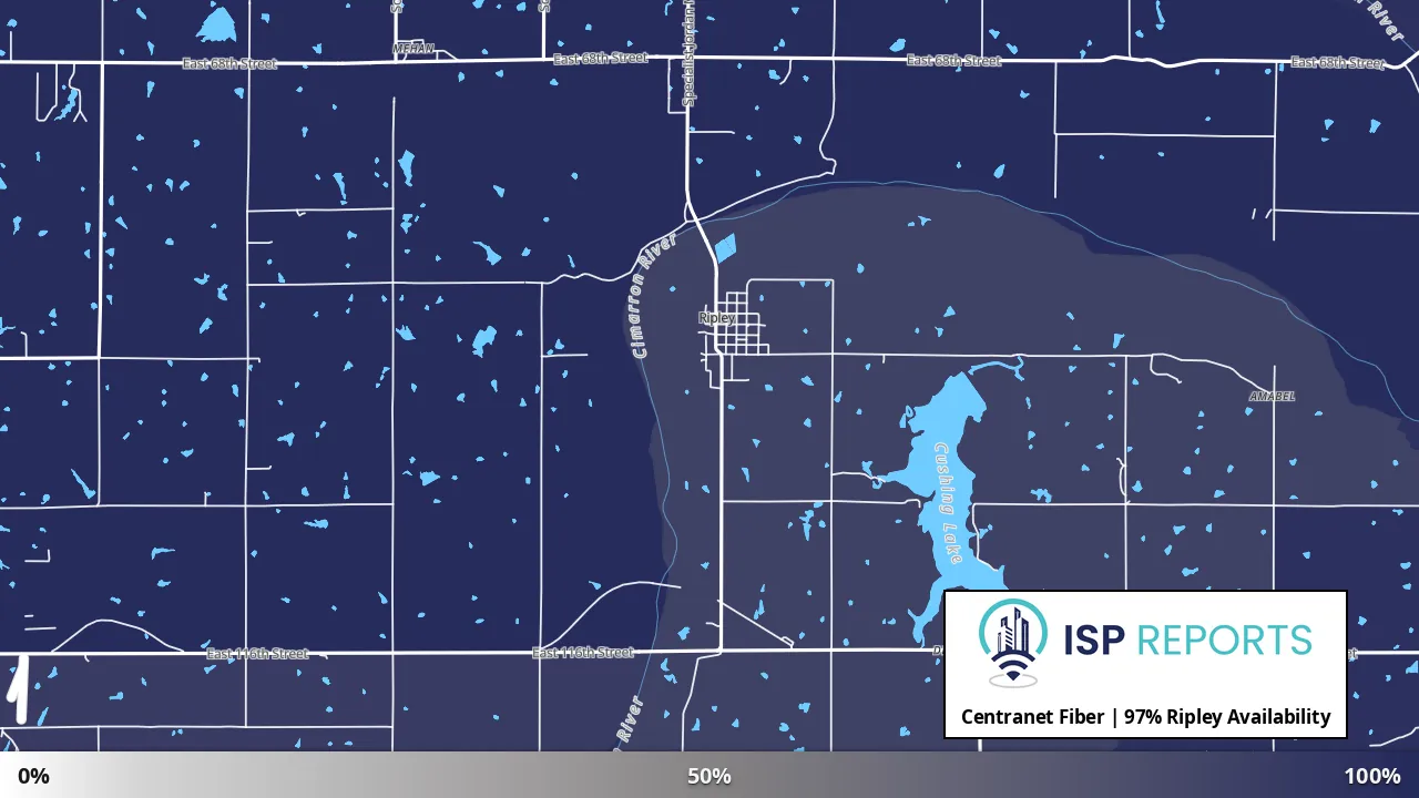 Ripley, OK map of internet availability