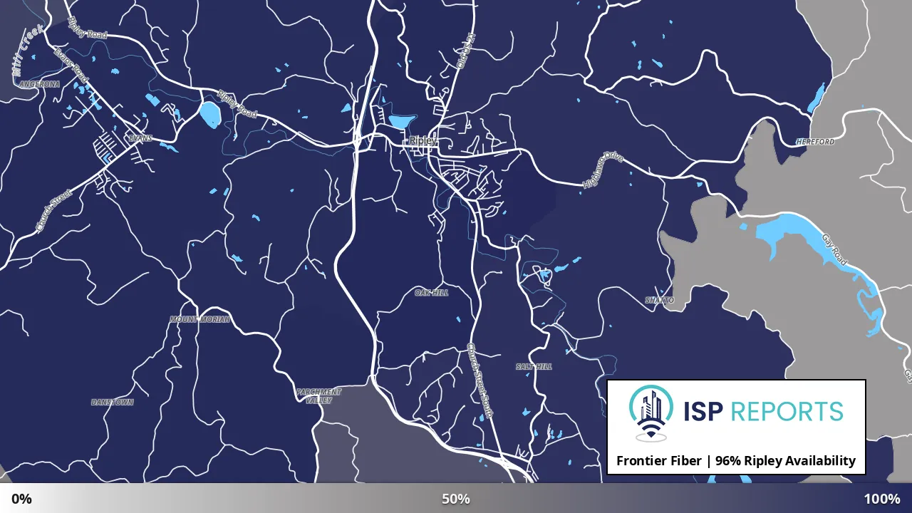 Ripley, WV map of internet availability