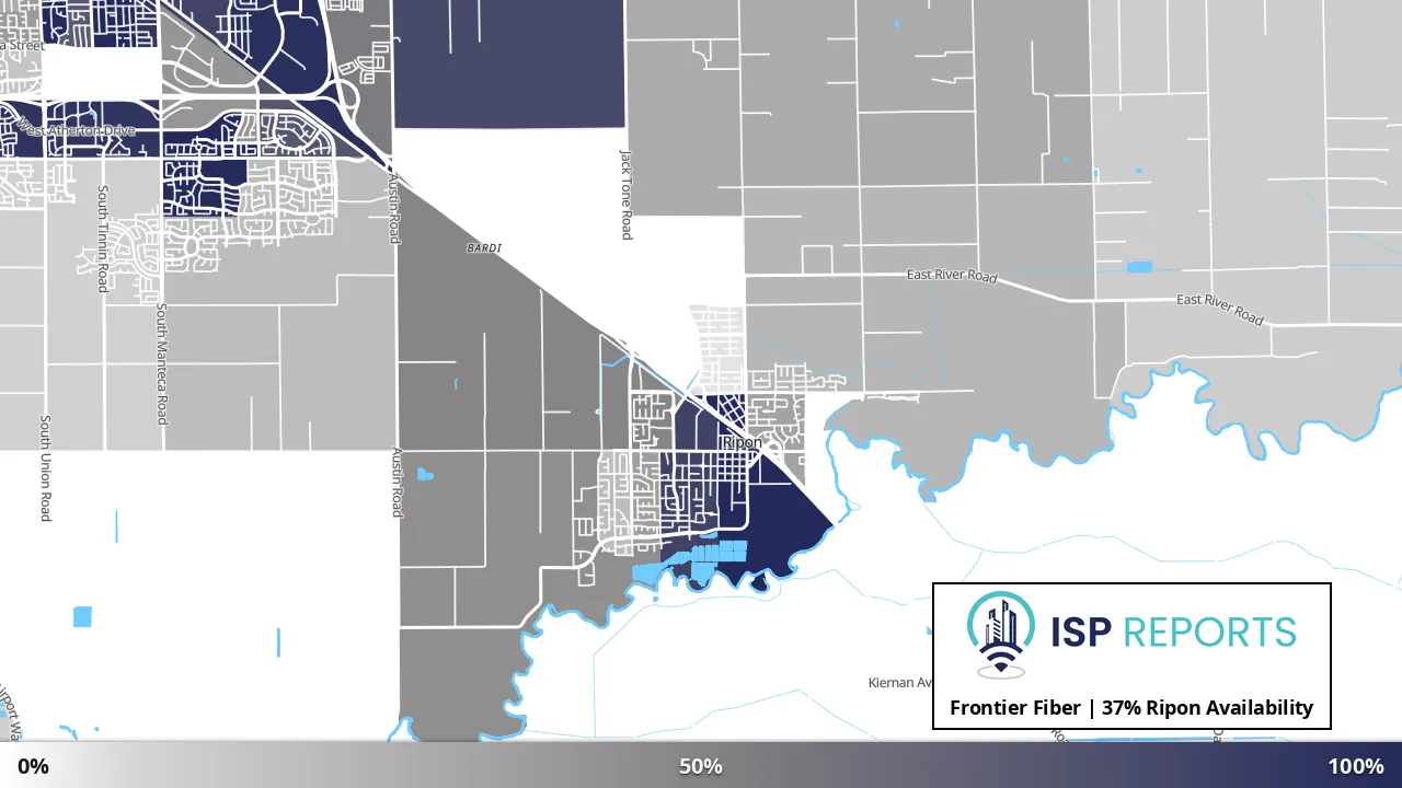 Ripon, CA map of internet availability