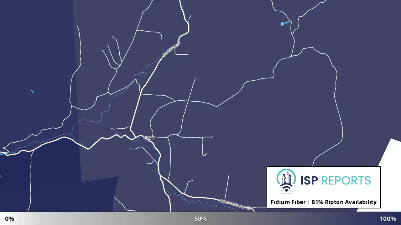 Ripton, VT map of internet availability