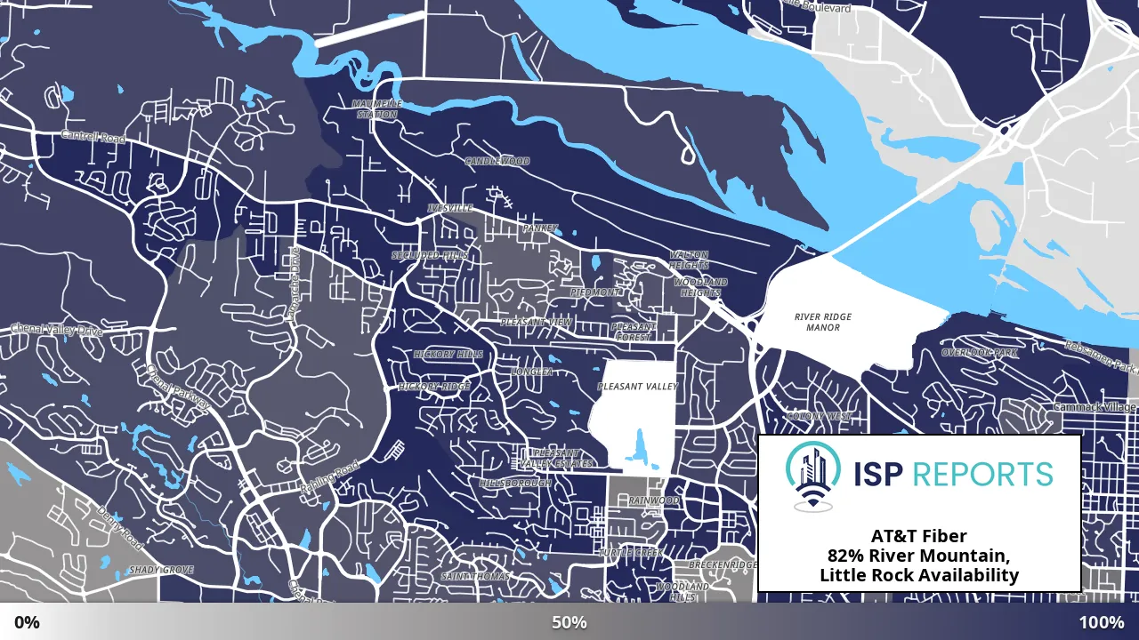 River Mountain, Little Rock, AR map of internet availability