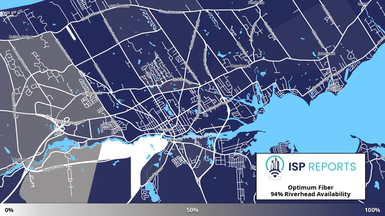 Riverhead, NY map of internet availability