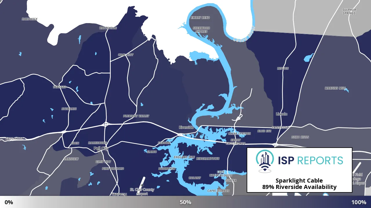 Riverside, AL map of internet availability