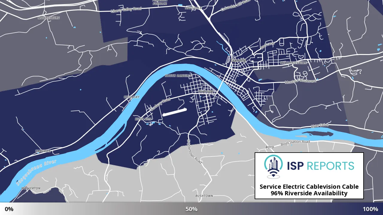 Riverside, PA map of internet availability
