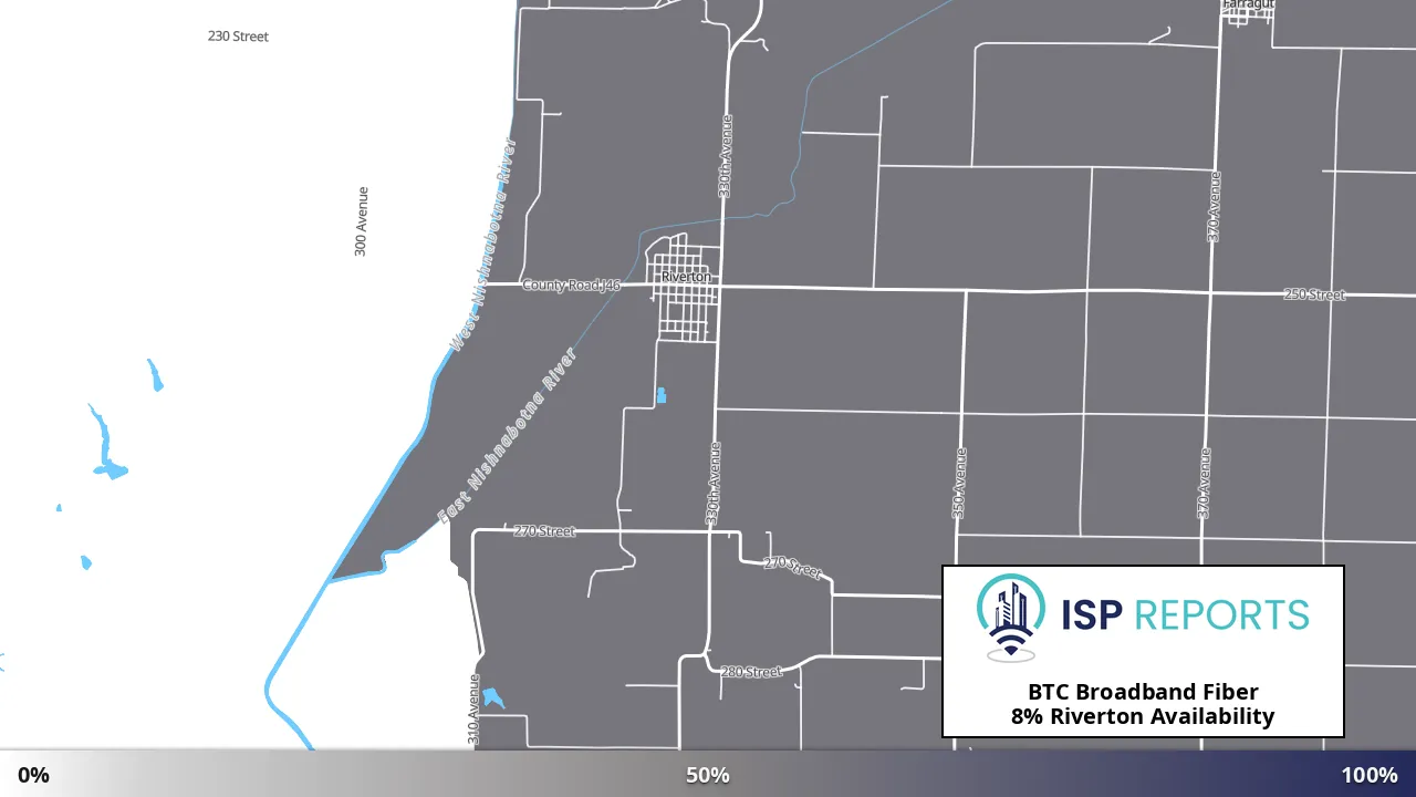 Riverton, IA map of internet availability