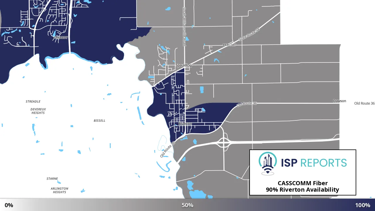 Riverton, IL map of internet availability