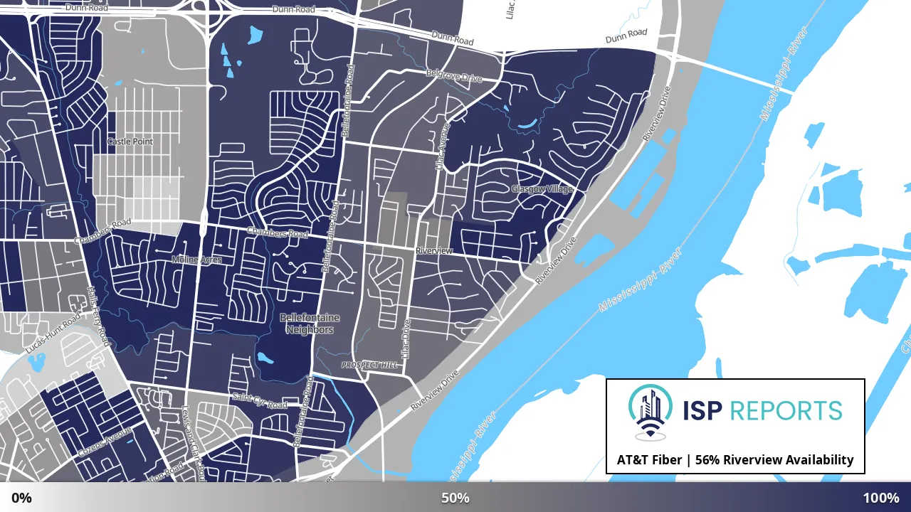Riverview, MO map of internet availability