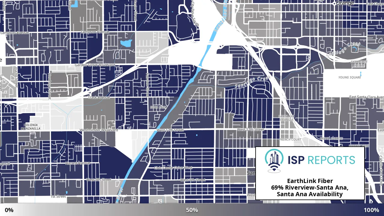 Riverview-Santa Ana, Santa Ana, CA map of internet availability