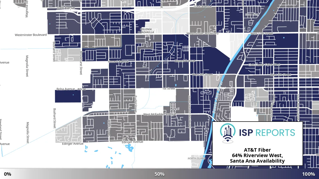 Riverview West, Santa Ana, CA map of internet availability