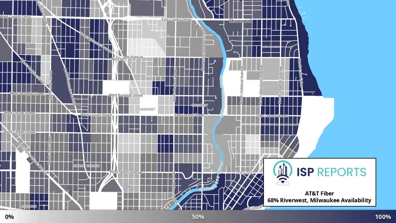 Riverwest, Milwaukee, WI map of internet availability