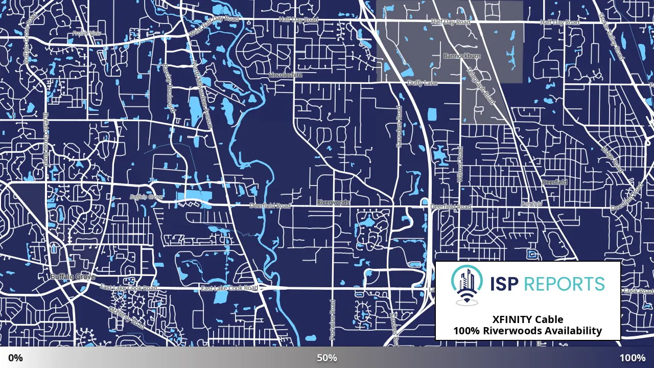 Riverwoods, IL map of internet availability