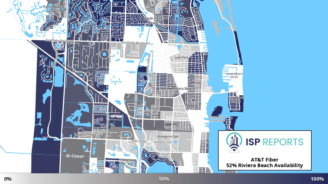 Riviera Beach, FL map of internet availability
