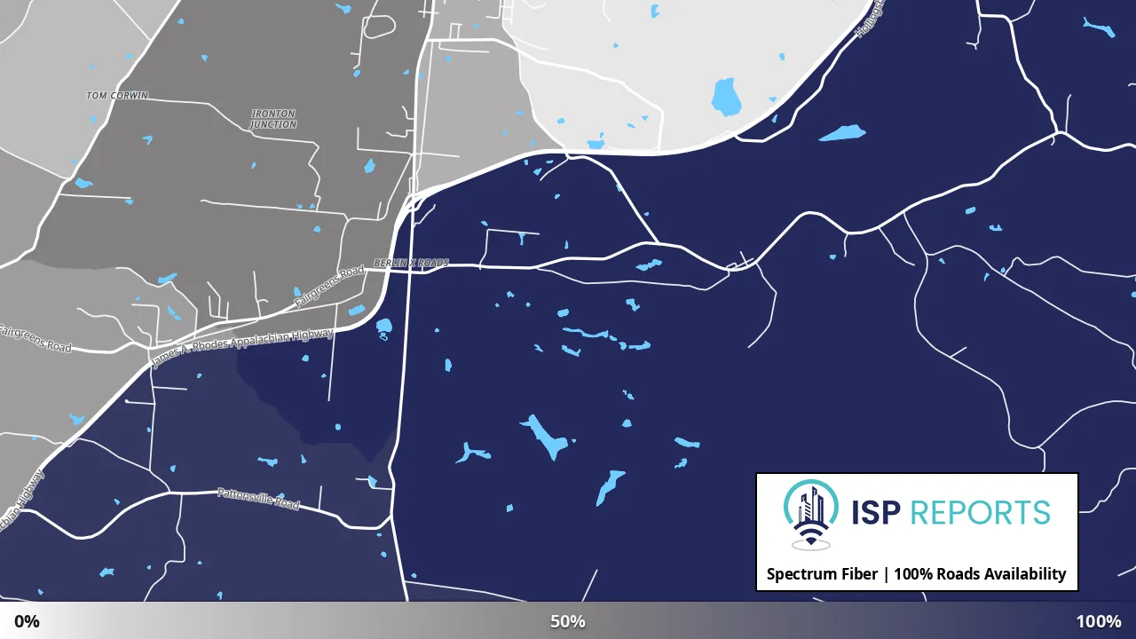 Roads, OH map of internet availability