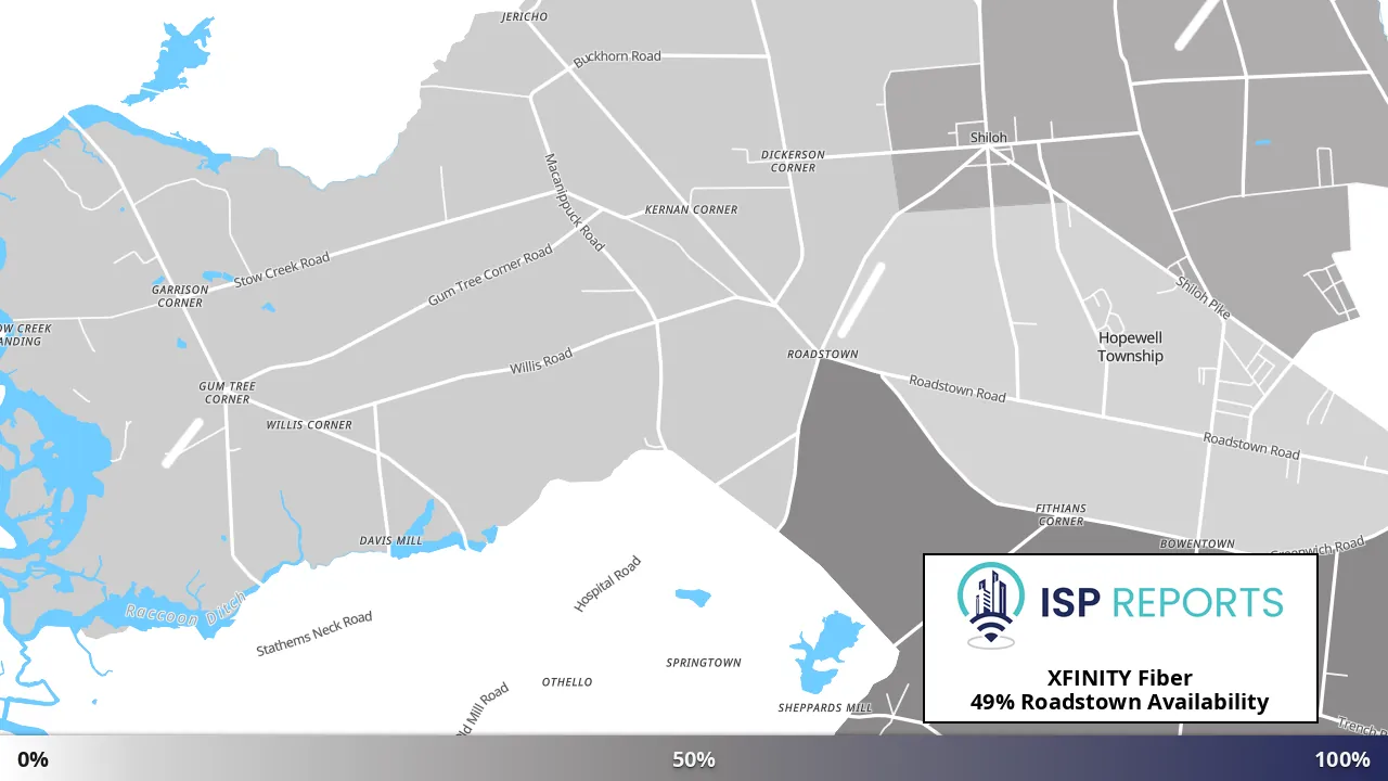Roadstown, NJ map of internet availability