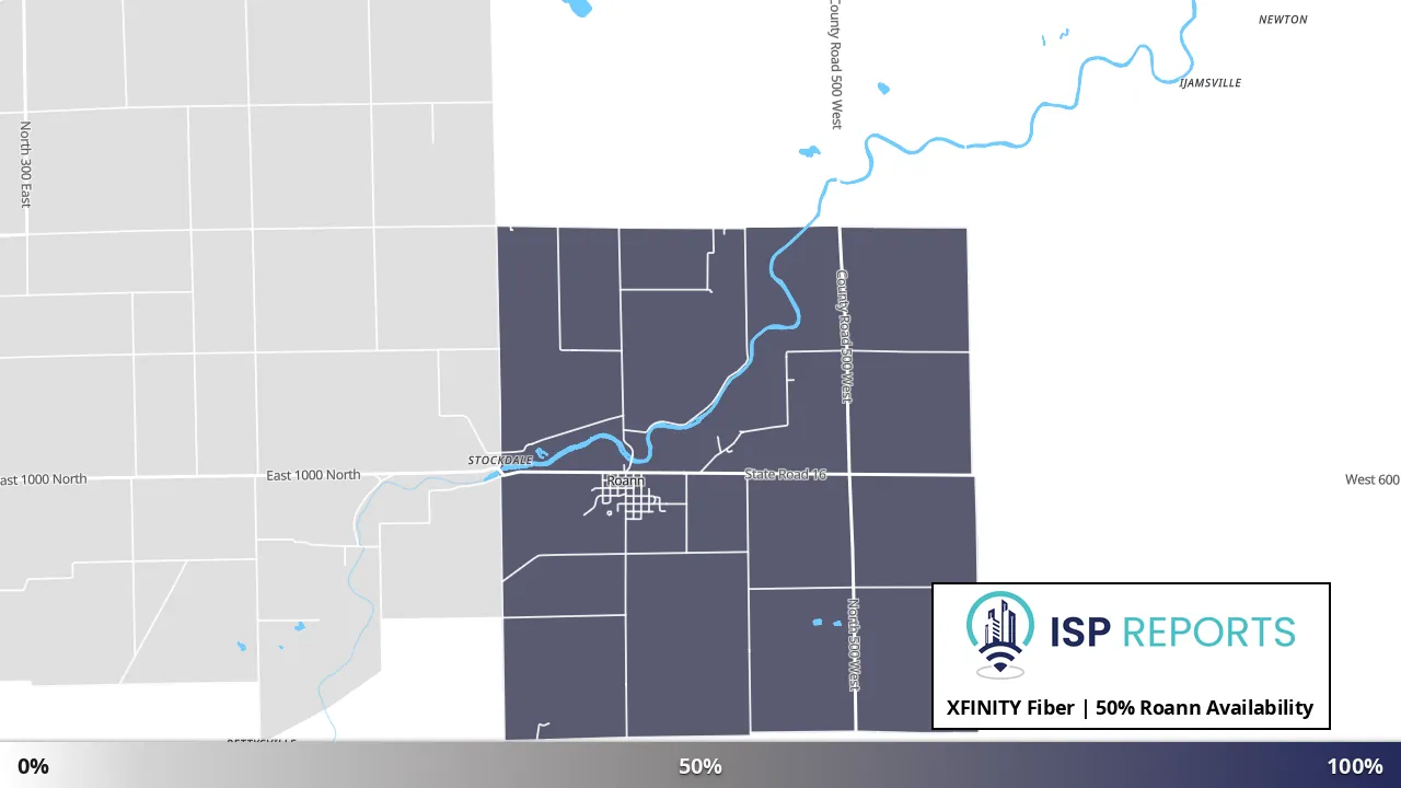 Roann, IN map of internet availability