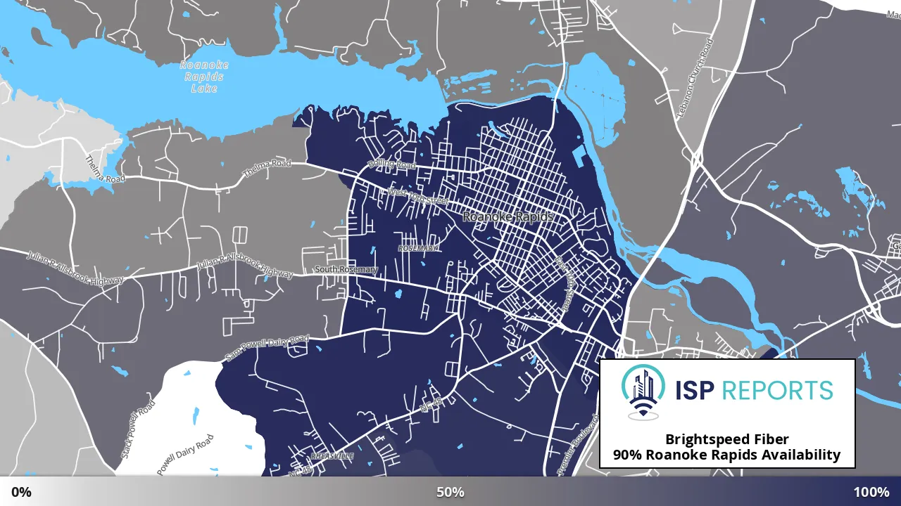 Roanoke Rapids, NC map of internet availability