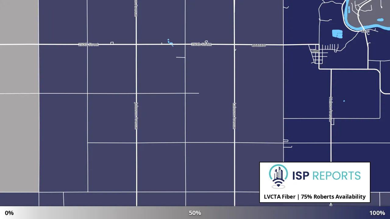 Roberts, IA map of internet availability