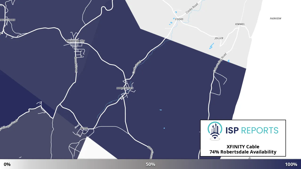 Robertsdale, PA map of internet availability