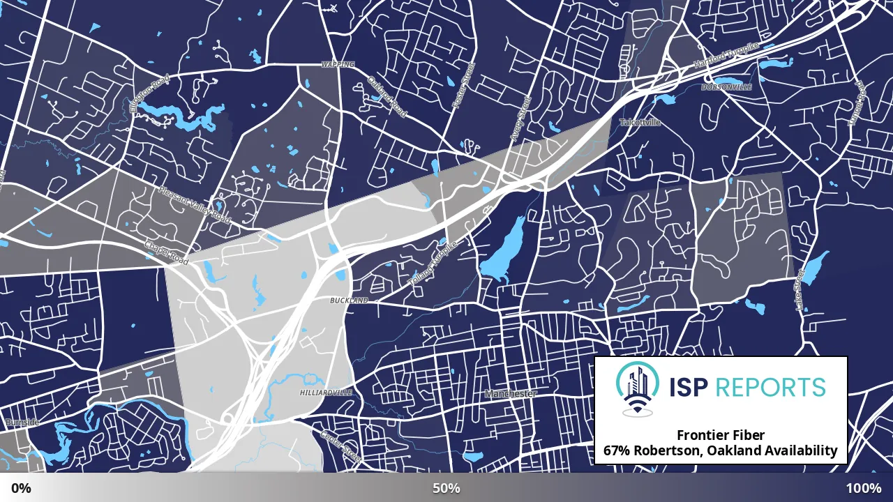 Robertson, Oakland, CT map of internet availability