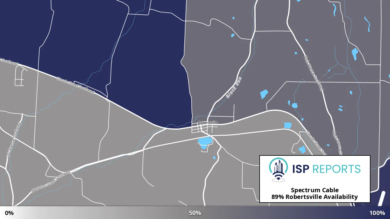Robertsville, OH map of internet availability