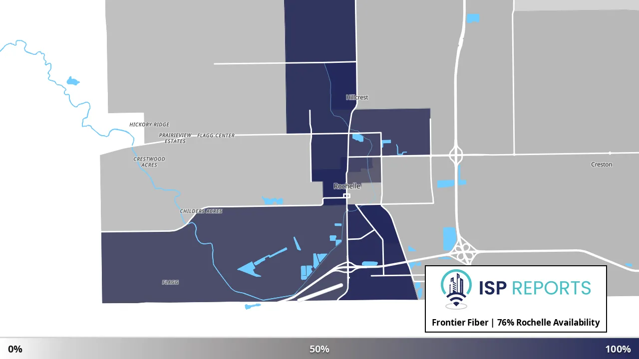 Rochelle, IL map of internet availability