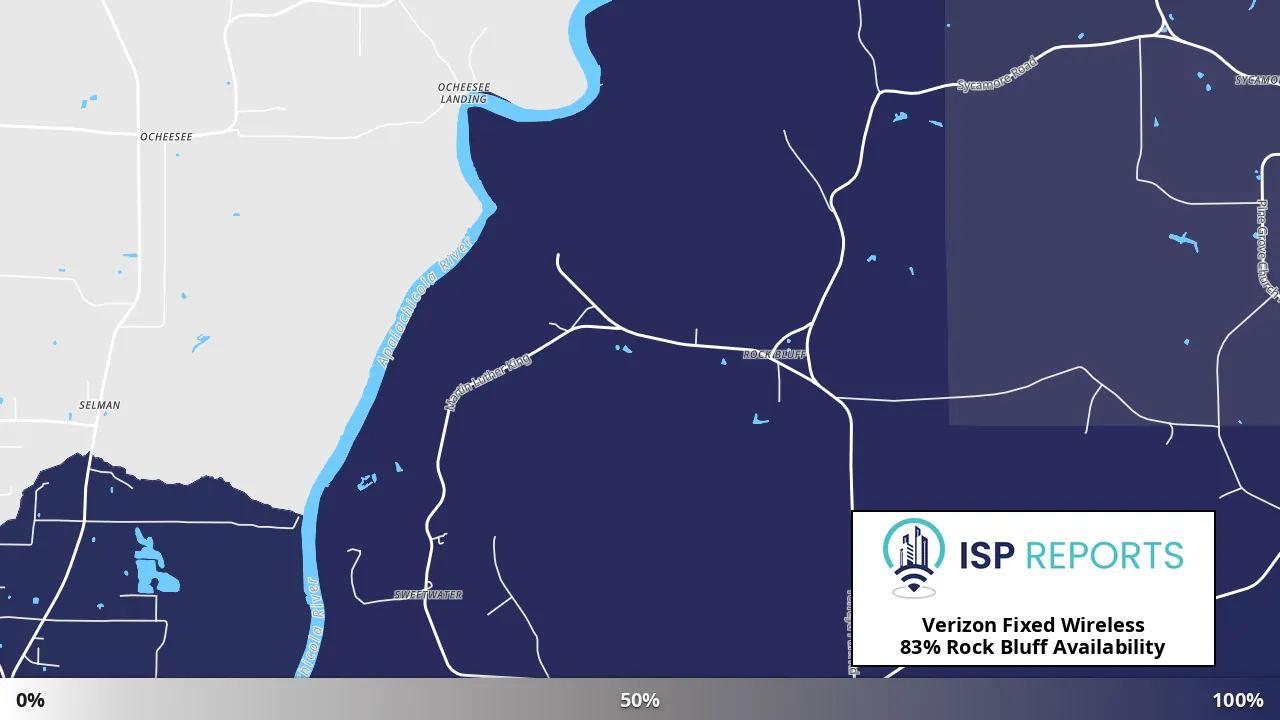Rock Bluff, FL map of internet availability