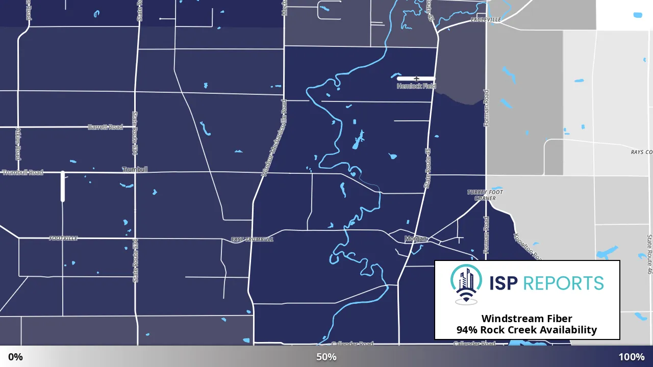 Rock Creek, OH map of internet availability