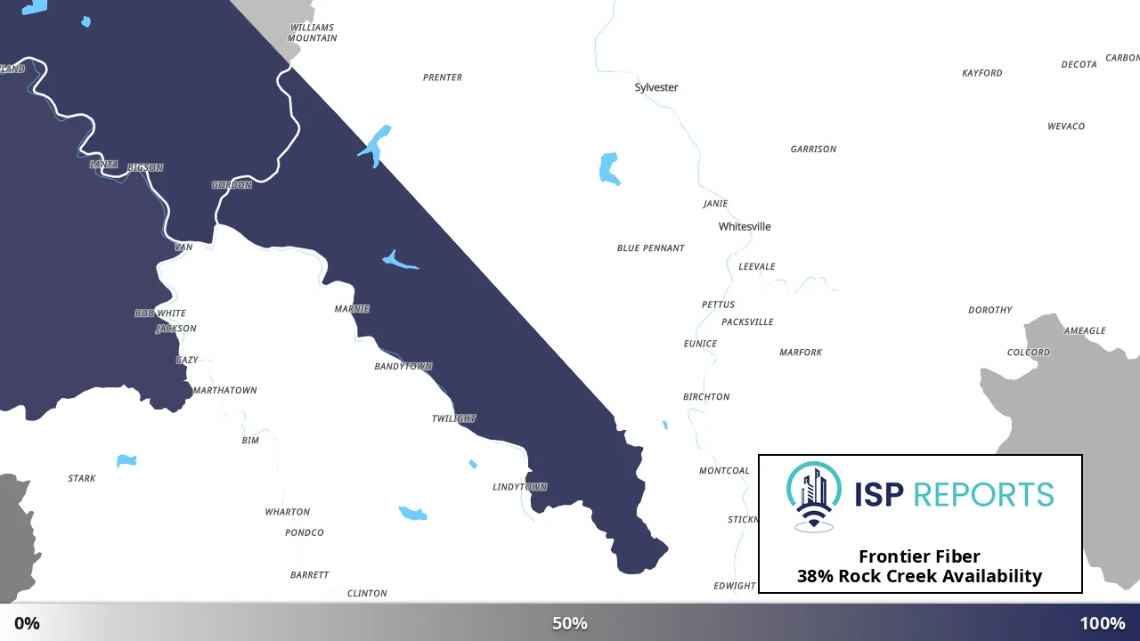 Rock Creek, WV map of internet availability