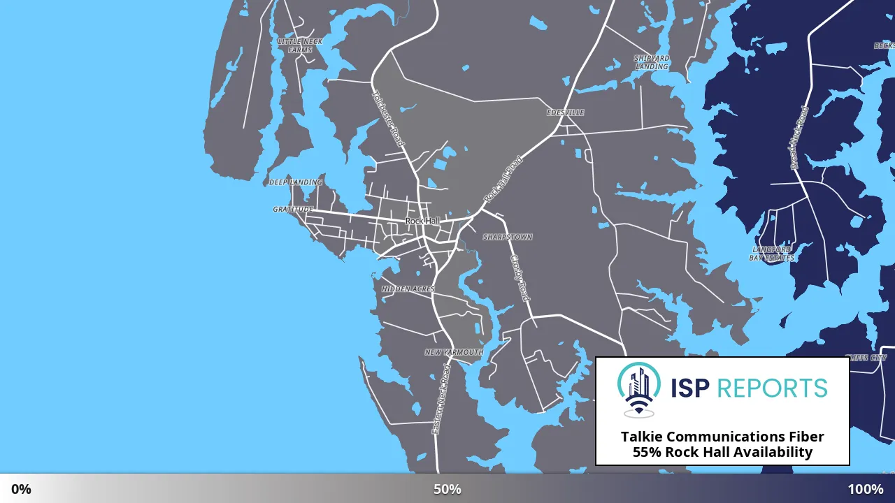 Rock Hall, MD map of internet availability