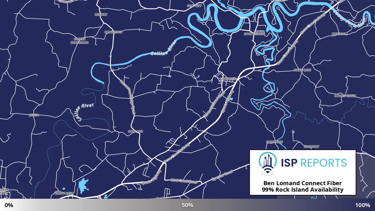 Rock Island, TN map of internet availability