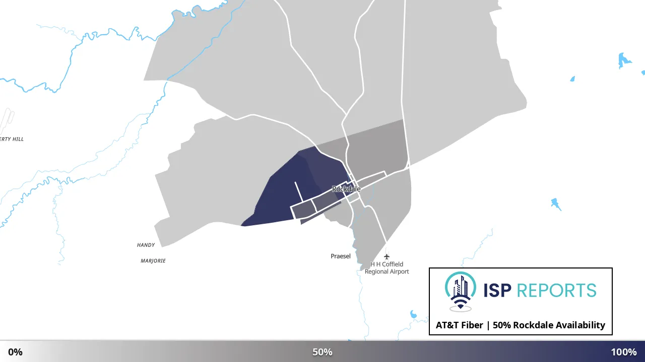 Rockdale, TX map of internet availability