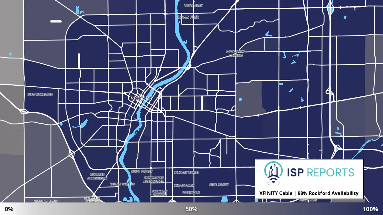 Rockford, IL map of internet availability