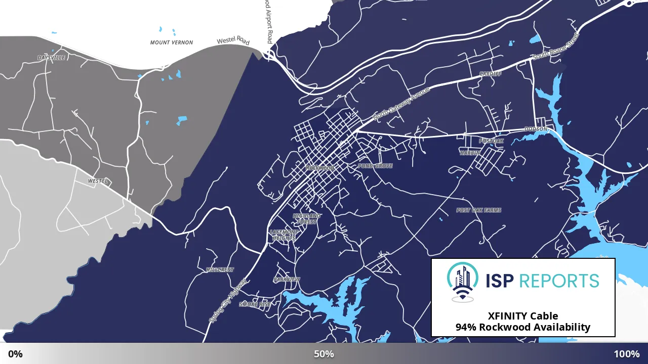 Rockwood, TN map of internet availability