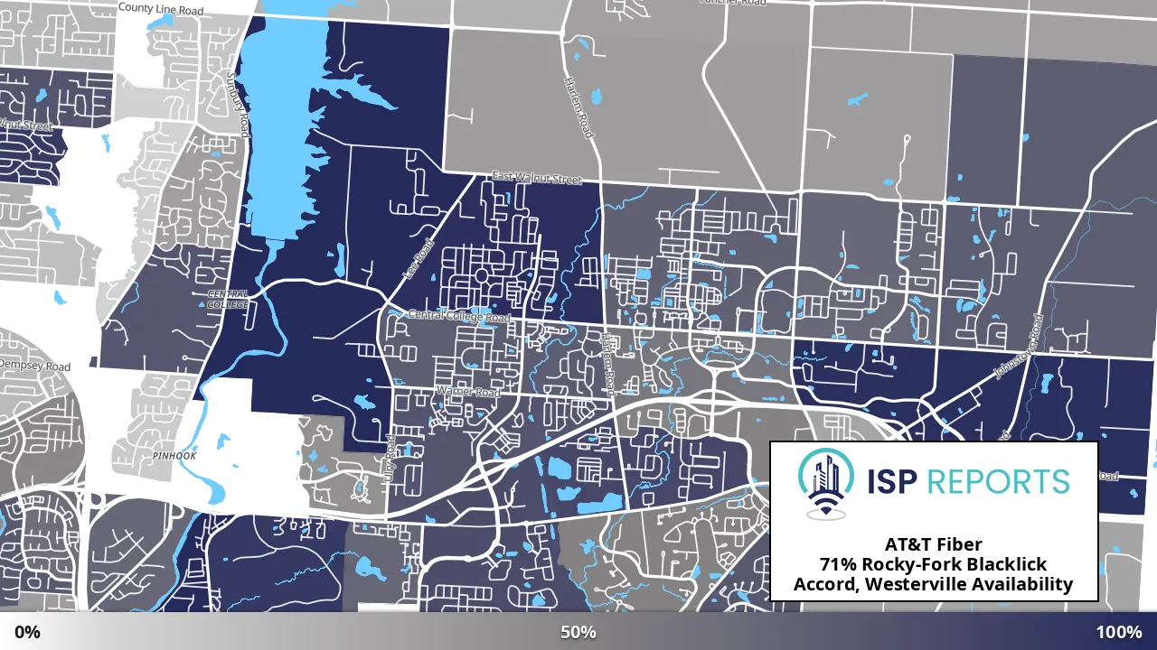 Rocky-Fork Blacklick Accord, Westerville, OH map of internet availability