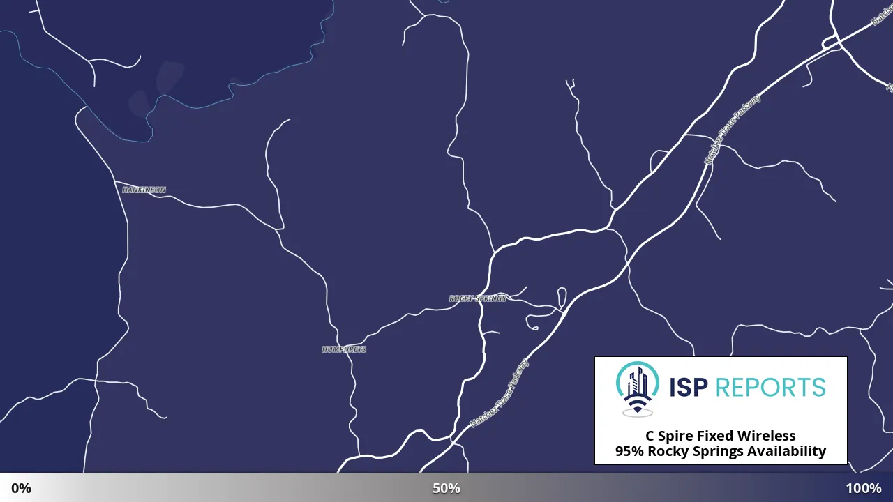 Rocky Springs, MS map of internet availability