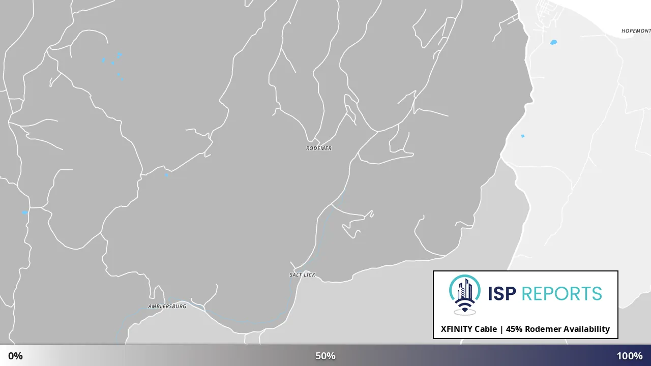 Rodemer, WV map of internet availability