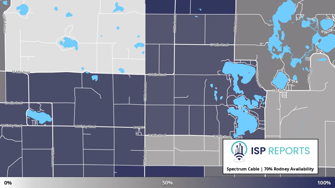 Rodney, MI map of internet availability