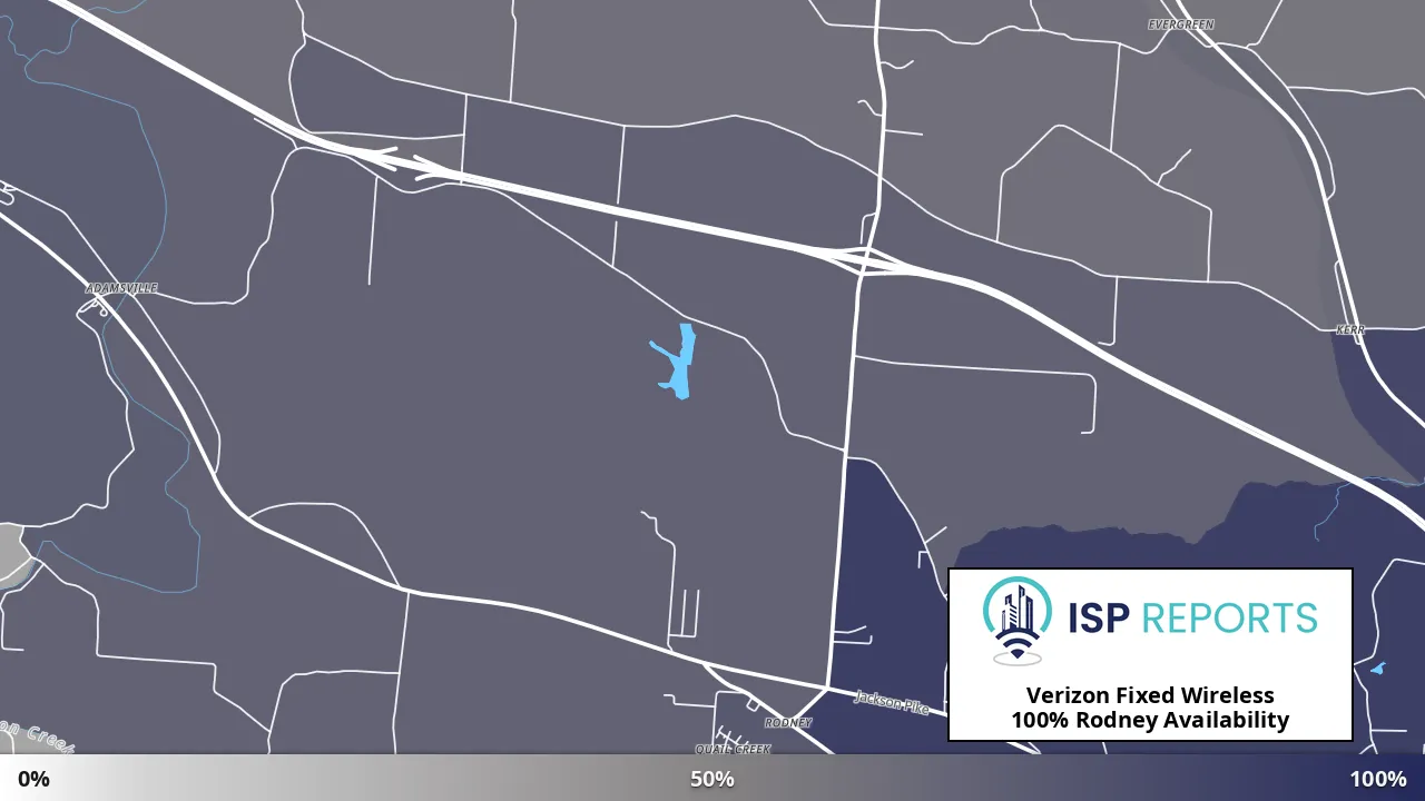 Rodney, OH map of internet availability