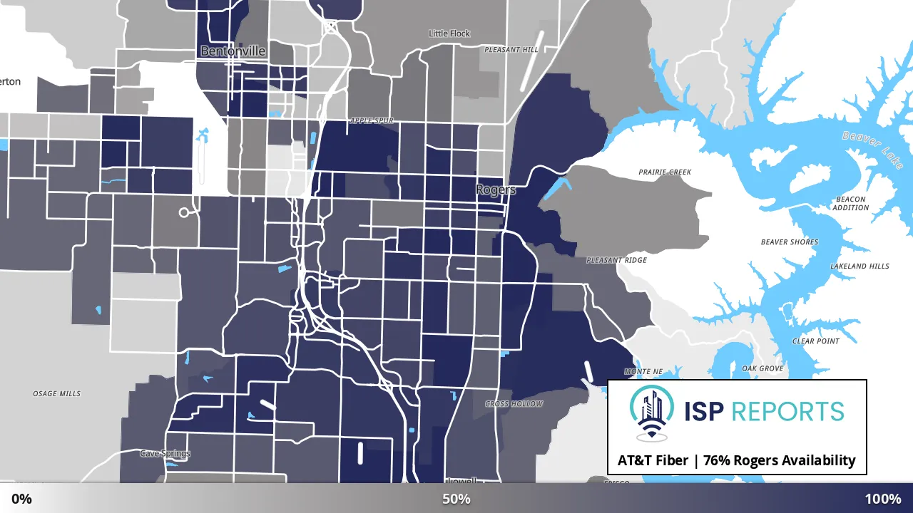 Rogers, AR map of internet availability