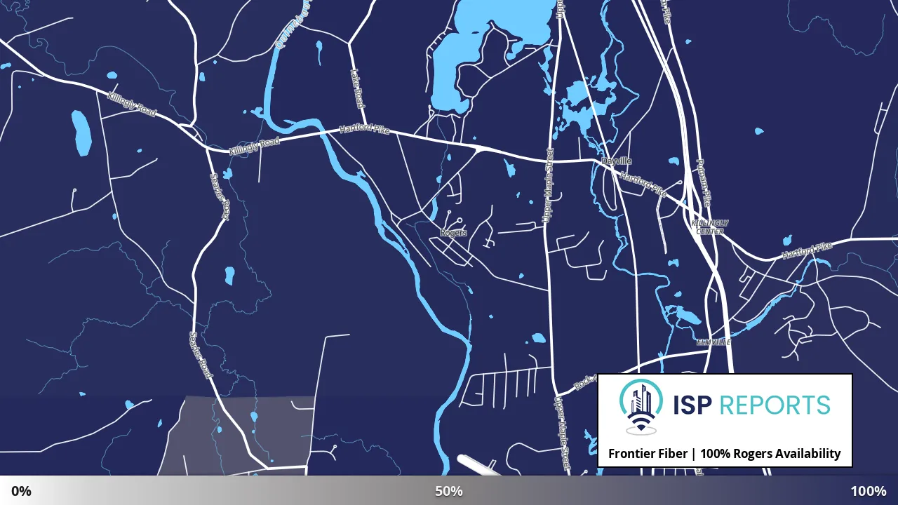 Rogers, CT map of internet availability