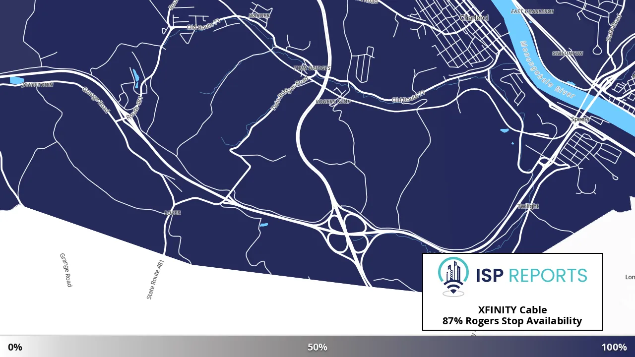 Rogers Stop, PA map of internet availability