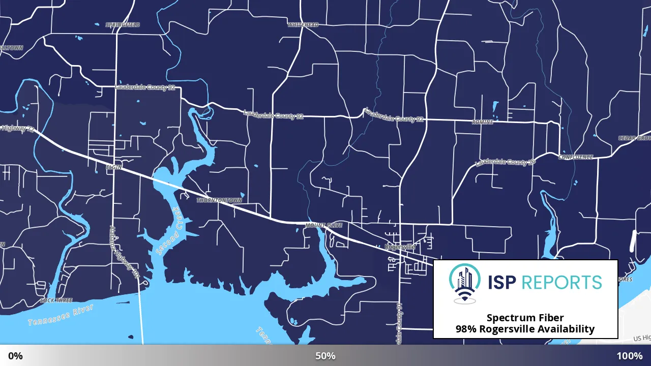 Rogersville, AL map of internet availability