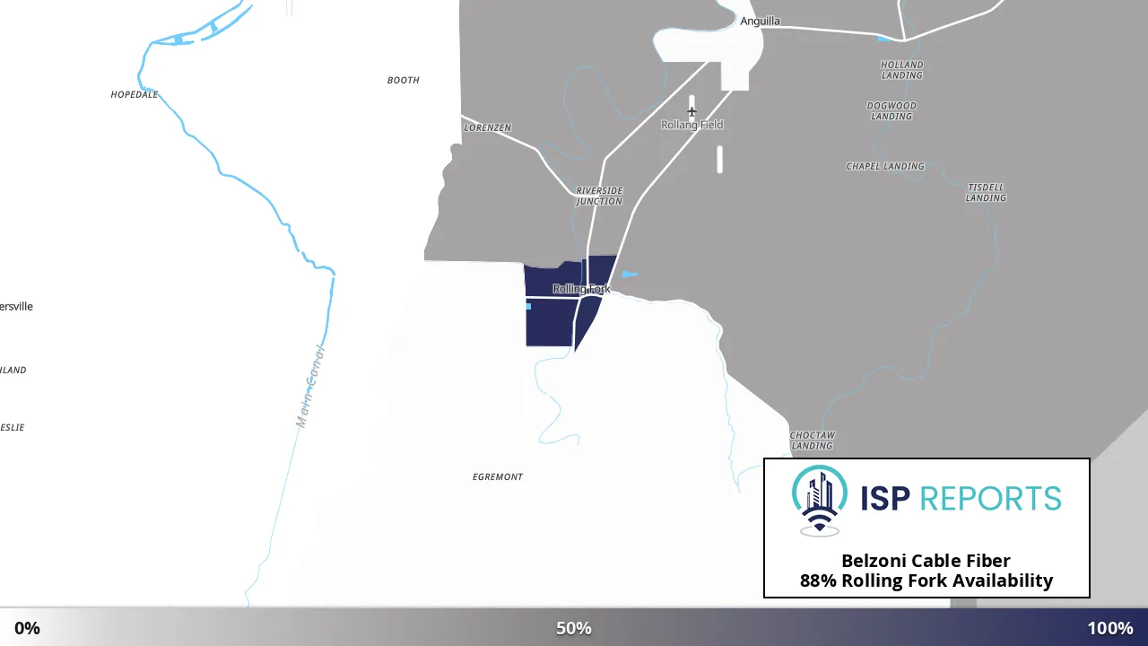 Rolling Fork, MS map of internet availability