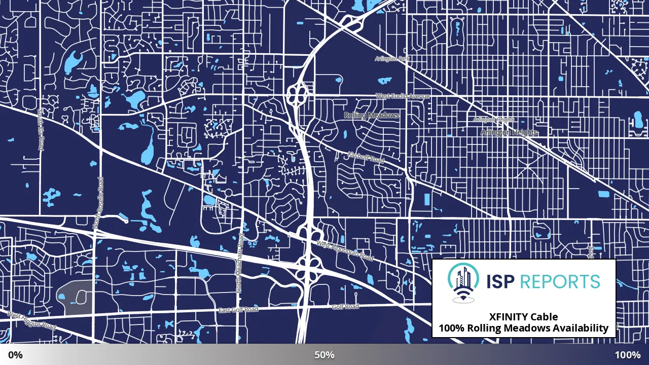 Rolling Meadows, IL map of internet availability